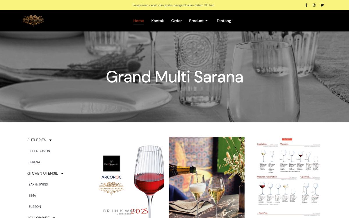 Tampilan website Grand Multi Sarana