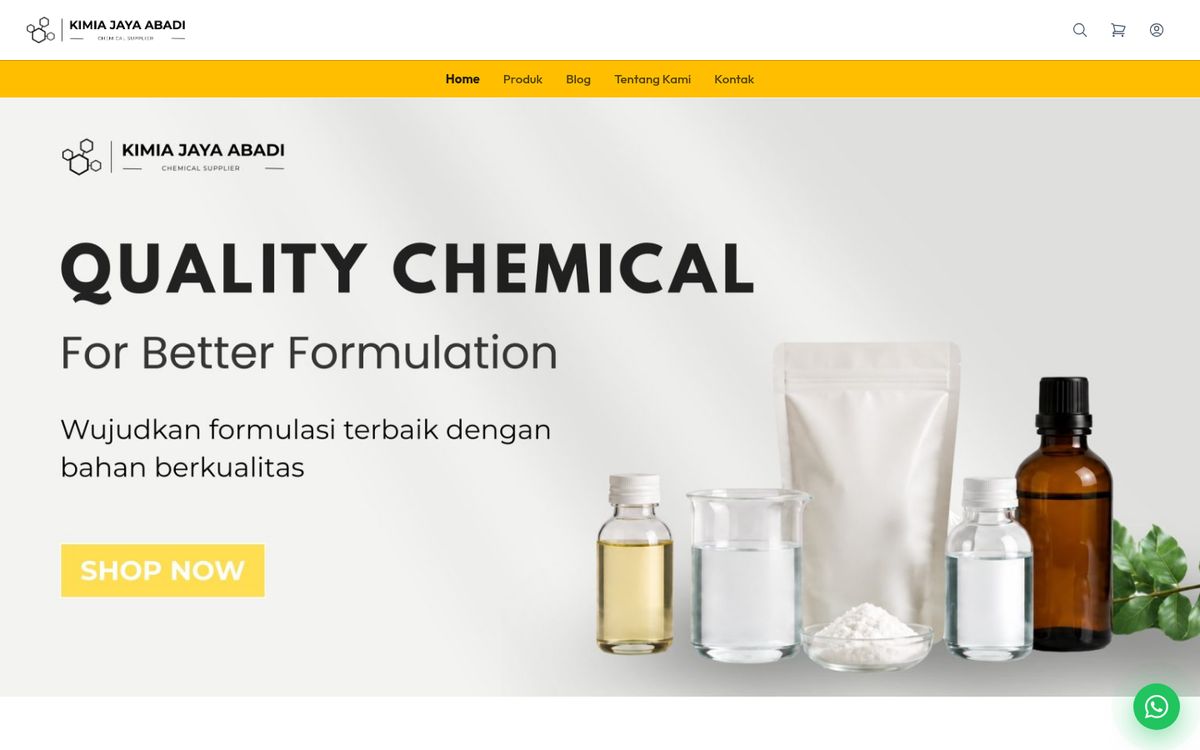 Tampilan website Kimia Jaya Abadi